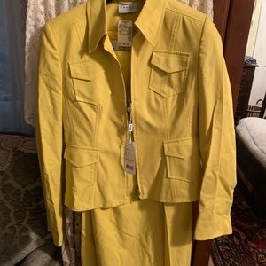 Brand new never worn Akris yellow dress and jacket suit size 6